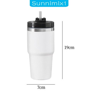 [Sunnimix1] แก้วน้ําสุญญากาศ มีฉนวนกันความร้อน กันรั่ว พร้อมฝาปิด และหลอดดูด