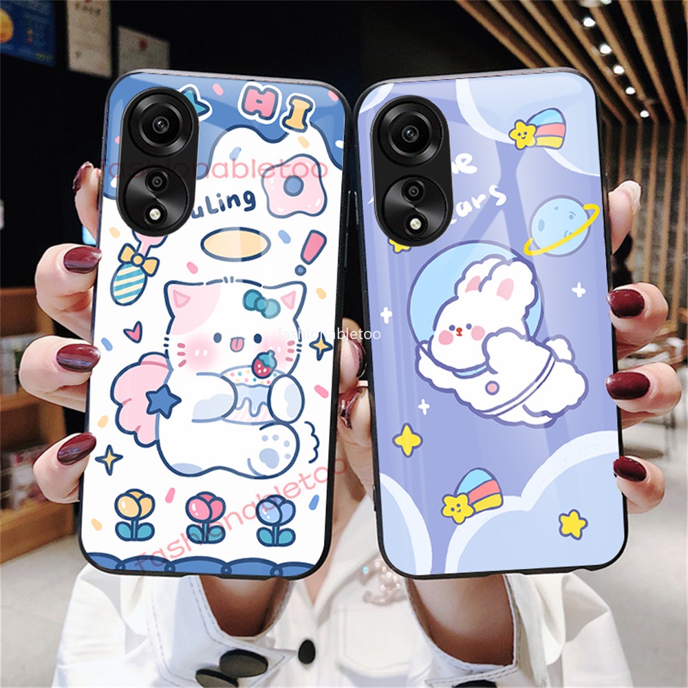 เคสโทรศัพท์มือถือกระจกนิรภัย TPU แบบนิ่ม กันกระแทก สําหรับ Oppo A38 A18 A58 Nfc A58Nfc A78 A98 A17 K A17K A 38 A 18 A 58 Nfc A 78 A 98 A 17K 4G 5G 2023 ผ้าคลุม