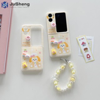 Jusheng เคสโทรศัพท์แฟชั่น แบบฝาพับ พร้อมสายโซ่คล้อง สําหรับ OPPO Find N2