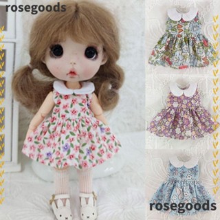 Rosegoods1 ชุดเดรสกระโปรง พิมพ์ลาย แฮนด์เมด สําหรับตุ๊กตา 1/12BJD 1/11OB11 BJD