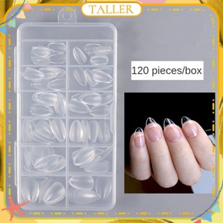 ✧Ready Stcok 120 Pcs Nail Art Wearable Nail Piece Semi-frosted Seamless Ultra-thin Ultra-short Almond Fake Nail Patch Manicure Tool For Nail Shop TALLER