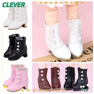 Clever รองเท้าบูท หนัง PU ทรงสูง ขนาดเล็ก 1/12 อุปกรณ์เสริม สําหรับบ้านตุ๊กตา Ob11 Bjd 1 คู่