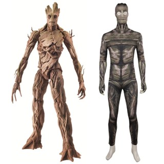 Galaxy Guardians 3 Tree People Groot ชุดจั๊มสูทคอสเพลย์ ดาบพิฆาตอสูร ถุงน่องรูปดาว พระเจ้า