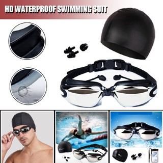 New Men Women Waterproof Swimming Goggles Set Anti-Fog Swim Glasses+Swimming Cap