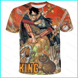 Star3 เสื้อยืดแขนสั้นลําลอง ทรงหลวม พิมพ์ลายอนิเมะ One Piece Luffy Zoro 3D พลัสไซซ์ สําหรับผู้ชาย และผู้หญิง