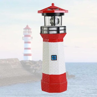 Solar LED light decoration waterproof energy-saving small villa light 360 degree rotation built-in battery lighthouse garden fence yard outdoor decoration