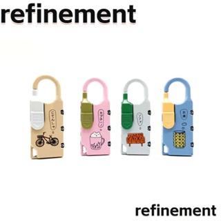 Refinement กุญแจล็อคตู้เสื้อผ้า หอพัก โลหะผสมสังกะสี ลายการ์ตูน 3 หลัก แบบพกพา กันขโมย สุ่มสี