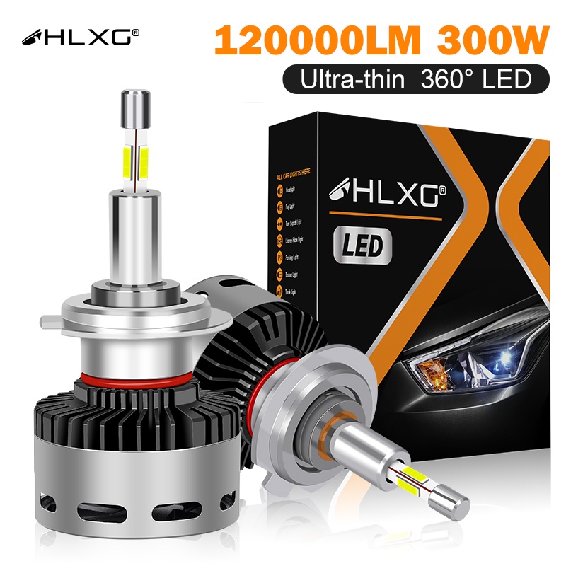 สว่างมาก แคนบัส 1คู่ Led H7 ไฟหน้า 360° 120000LM หลอดไฟตัดหมอก H4 H11 H1 HB3 9005 HB4 9006 HIR2 9012 300W 6000K หลอดไฟรถยนต์ 12V HLXG