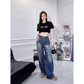 VBPJ CEL Beaute 2023 autumn and winter New Chain straight jeans multiple washed texture retro fashion all-match trousers for women slimming