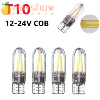 Mayshow หลอดไฟซิลิกาเจล 12V COB LED สีขาว สําหรับติดป้ายทะเบียนรถยนต์ 4 ชิ้น