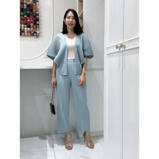 2MUAY รุ่น GJO2905/GJO2255 เซ็ทพลีทคุณภาพ THICK WRAP CARDIGAN WITH PANT PLEAT SET 5 สี FREE SIZE