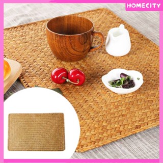 [Ready] [พร้อม] [พร้อม] Placemat สี่เหลี่ยม Seagrass ทอ Legant Placemat สำหรับโต๊ะรับประทานอาหารชามเสื่อแผ่นทนทานครัวเสื่อสถานที่ล้างทำความสะอาดได้