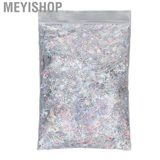 Meyishop Holographic Nails Letter Flakes  Nail Art Glitter Sequins PET Silver 1.76oz English Letters for Manicure Decoration