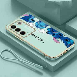 เคสโทรศัพท์มือถือ กันกระแทก ลายการ์ตูน Stitch พร้อมสายคล้อง สําหรับ Vivo V27 V27 Pro V27e V25 Pro 5G V25e V23 5G V23e