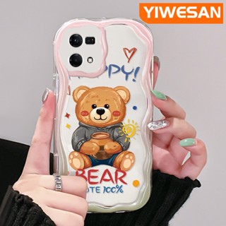 เคสโทรศัพท์มือถือแบบนิ่ม ใส กันกระแทก ลายการ์ตูนหมีแฮปปี้ มาการองน่ารัก สีครีม สําหรับ OPPO Reno 7 4G Reno 8 4G F21 Pro F21s Pro Reno 4 Pro Reno 6