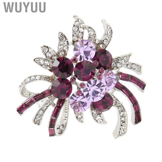 Wuyuu Faux Crystal Brooches Pin  Stainless Steel Alloy Elegant Flower Shape for Daily Life Dance Party