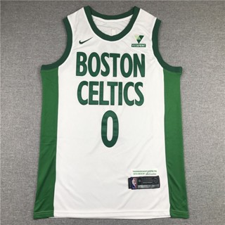 เสื้อกีฬาแขนสั้น ปักลาย Celtic No. แฟชั่นคลาสสิก ชุดเครื่องแบบบาสเก็ตบอล Jayson Tatum City Version สีขาว สําหรับผู้ชาย 703818