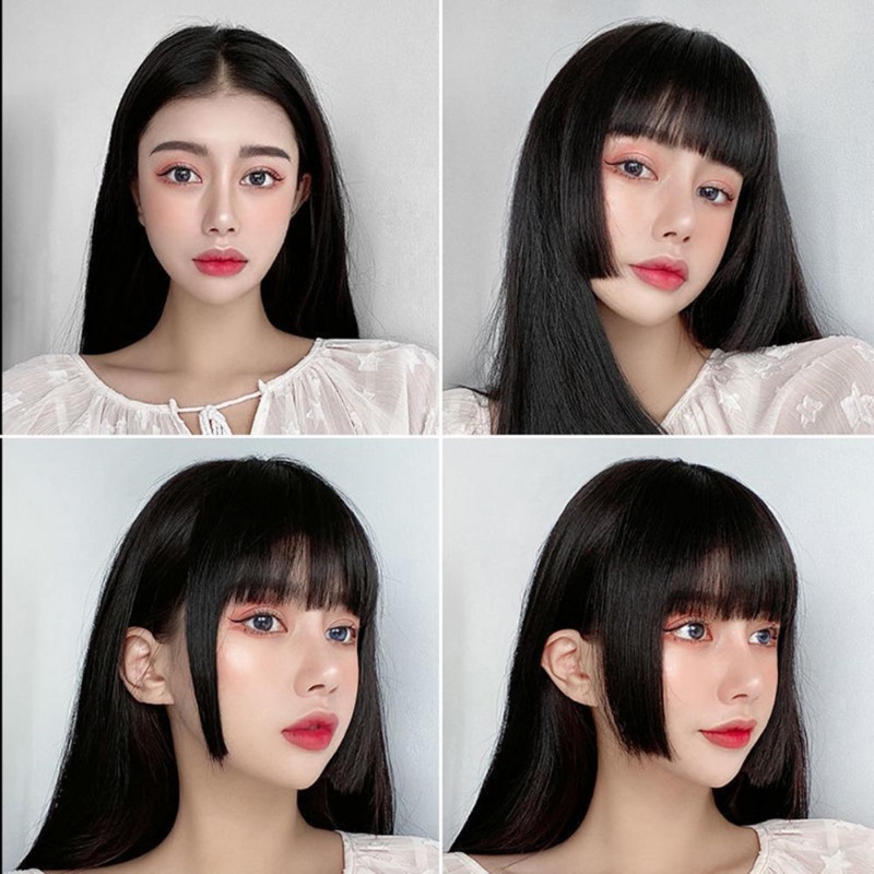 เจ้าหญิงสังเคราะห์ ตัดผมหน้าม้า ผมปลอม / คลิปผู้หญิง ต่อผมหน้าม้า / หน้าม้าอากาศแบน อุปกรณ์จัดแต่งทรงผม