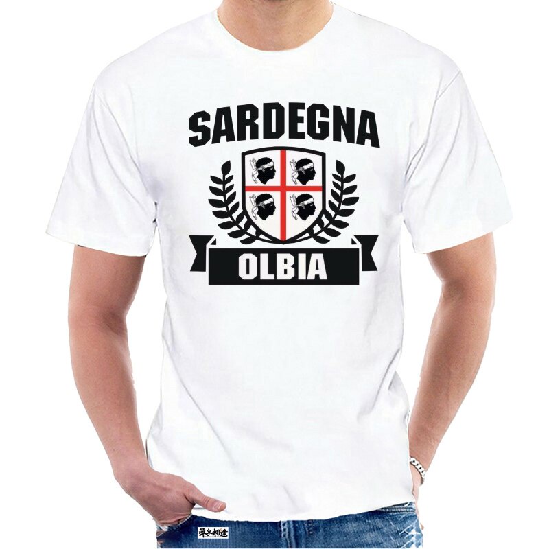 ใหม่ เสื้อยืดลําลอง แขนสั้น พิมพ์ลายตัวอักษร J1287 Flag Sardinia City Olbia คุณภาพสูง แฟชั่นสําหรับผ
