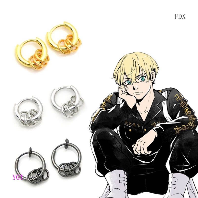 FDX ญี่ปุ่นอะนิเมะ Tokyo Revengers ต่างหูโลหะผสมคลิปหูคลิปหูคลิปหู Matsuno Chifuyu คอสเพลย์ Prop ต่า
