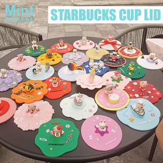 Starbucks ฝาครอบแก้วน้ํา ซิลิโคน เกรดอาหาร กันฝุ่น ลาย Starbucks น่ารัก สร้างสรรค์ 40 แบบ