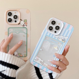 สำหรับ เคส iPhone 11 13 14 12 Pro Max การ์ตูน Pochacco Cinnamoroll ปลอกสำหรับ iPhone 11 14 13 12 Pro Max 7 8 Plus X XR XS 6 6S SE3 SE2 เคส Sanrio น่ารักเกราะกันกระแทก ช่องใส่การ์ดใสกรอบรูปซิลิโคนใสฝาครอบโทรศัพท์แข็ง 11Pro 14Pro 13Pro 12Pro Max 7Plus 8Plus