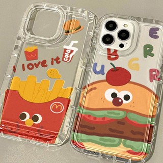 เคสโทรศัพท์มือถือ TPU นิ่ม กันกระแทก ลายเบอร์เกอร์ เฟรนช์ฟราย สําหรับ iphone 14 pro max 11 Promax 11 12 13 6 7 8plus X max