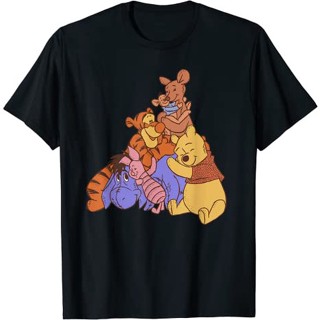 เสื้อยืดแขนสั้น ผ้าฝ้าย 100% พิมพ์ลายดิสนีย์ Winnie the Pooh Hundred Acre Kanga Roo Group แฟชั่นสําหรับผู้ชาย และผู้หญิง