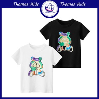 [THOMAS Kids]  1-9 ปี เสื้อยืดแขนสั้น ผ้าฝ้าย ระบายอากาศ ลายการ์ตูนหมี แฟชั่นฤดูร้อน สําหรับเด็กผู้ชาย อายุ