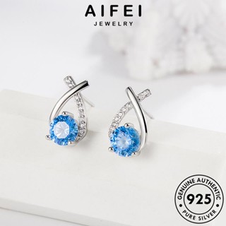 AIFEI JEWELRY เกาหลี ห่วง เครื่องประดับ ผู้หญิง หนีบ Silver เงิน ต้นฉบับ 925 อความารีนโกลด์ ตุ้มหู แท้ เครื่องประดับ แฟชั่น ประเภทอารมณ์ลดลง ต่างหู E177