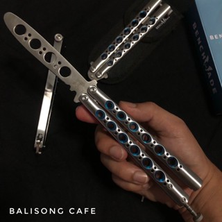 มีดเดินป่า Balisong มีดควง บาลิซอง Bm40T Mirror A Blue hole แถมซองผ้า พร้อมส่งฟรี