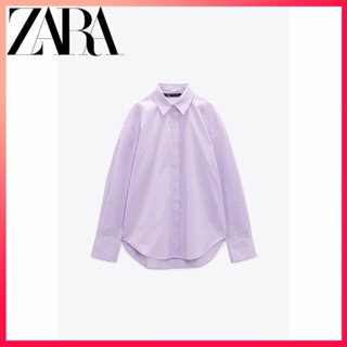 Zara ใหม่ TRF เสื้อเชิ้ต ลายทาง สําหรับผู้หญิง