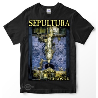 HOT QGเสื้อยืด พิมพ์ลายวงร็อค sepultura CHAOS AD metallica megadeth สําหรับผู้ชาย