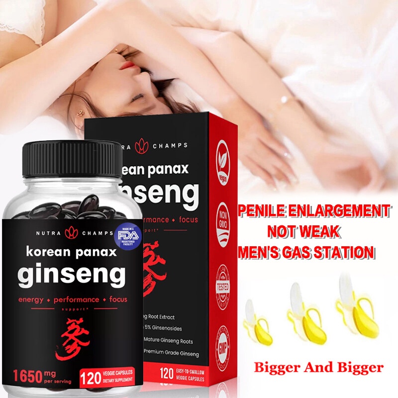 Korean Red Panax Ginseng Capsules Extra Strength Root Extract Supplement Endurance and Strength Booster