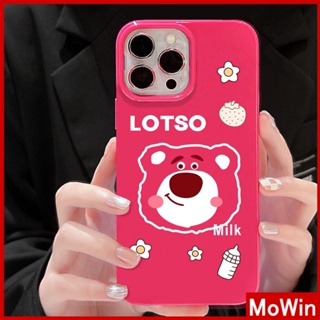 Mowin - เข้ากันได้สำหรับ เคสไอโฟน เคสไอโฟน11 เคส iphone 11 สำหรับ iPhone 14 Pro Max เคสไอโฟนสีชมพูเคสนิ่ม TPU เคลือบเงากันกระแทกกล้องน่ารักสตรอเบอร์รี่และหมีเข้ากันได้กับ iPhone 13 Pro max 12 Pro Max 11 xr xs max 7Plus