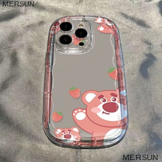 ✅เคสโทรศัพท์มือถือใส แบบนิ่ม ลาย Hello Strawberry Bear กันกระแทก สําหรับ Apple Iphone 14 13promax 12 11 7 8p Xs Xr