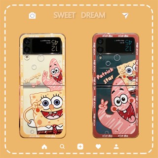 Amk เคสโทรศัพท์มือถือแบบใส กันกระแทก ลายการ์ตูนอนิเมะ SpongeBob Squarepants &amp; Pata Star น่ารัก สําหรับ samsung Galaxy Z Flip 4 3 5G HLZD