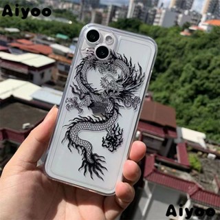 ✅เคสโทรศัพท์มือถือแบบใส ลายมังกรจีน LYPI สีดํา สําหรับ Iphone 8 Promax xs xsmax 11plus 147