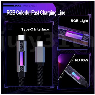 Shezi RGB 60W USB Type C สายชาร์จข้อมูล สายชาร์จไนล่อนถัก สายชาร์จ