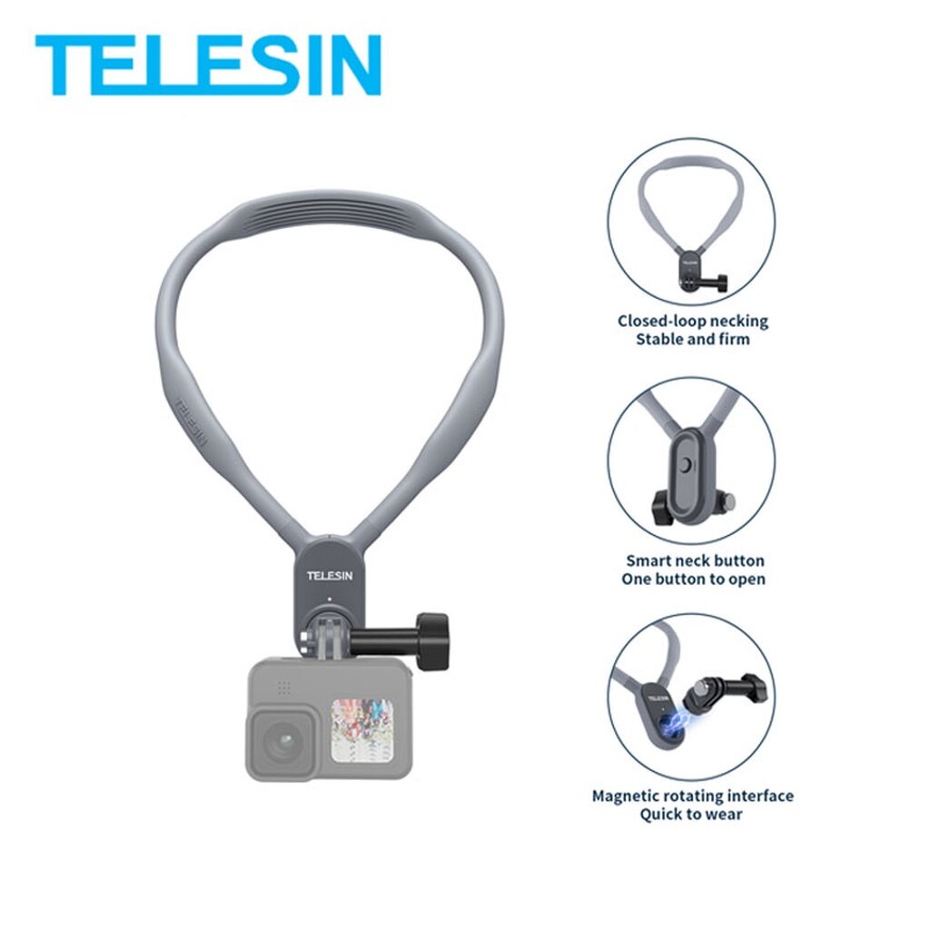 Telesin New U Shape Neck Holder Magnetic Mount คล้องคอ for GoPro / SJCAM / Xiaomi / Insta360 ใช้ได้กับกล้อง