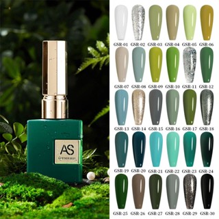 2023 AS สีเจล สีทาเล็บสีเจล สีทาเล็บ รหัส GSR 01-30 โทนสีเขียว 15ml.(ต้องใช้เครื่องอบ) nuuo