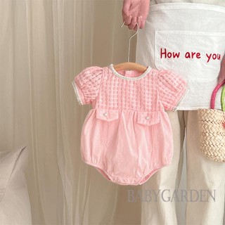 Babygarden ชุดรอมเปอร์ แขนสั้น คอกลม สีชมพู แฟชั่นฤดูร้อน สําหรับเด็กผู้หญิง