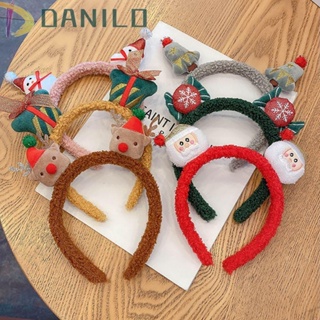 DANILO Cute Christmas Cartoon Headband Headwear Hair Accessories Korean Style Head Hoop Face Wash Elk Santa Claus Fashion Cloth Snowman Women Hair Band/Multicolor