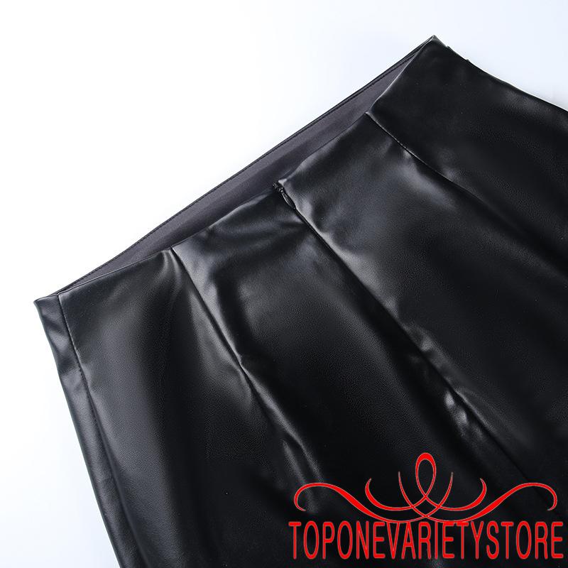 Topone-ผู้หญิงเซ็กซี่กลับแยกกระโปรง Bodycon PU หนังกระโปรงยาวกระโปรงดินสอ