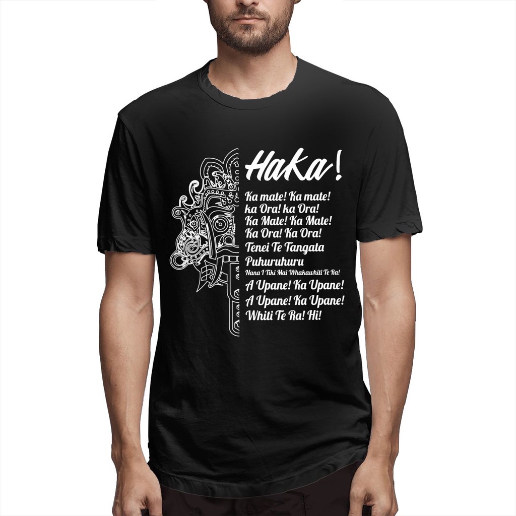 NDIเสื้อยืดผ้าฝ้ายพิมพ์ลายแฟชั่น เสื้อยืดแขนสั้น ผ้าฝ้าย พิมพ์ลาย Haka Dance New Zealand Maori Haka 