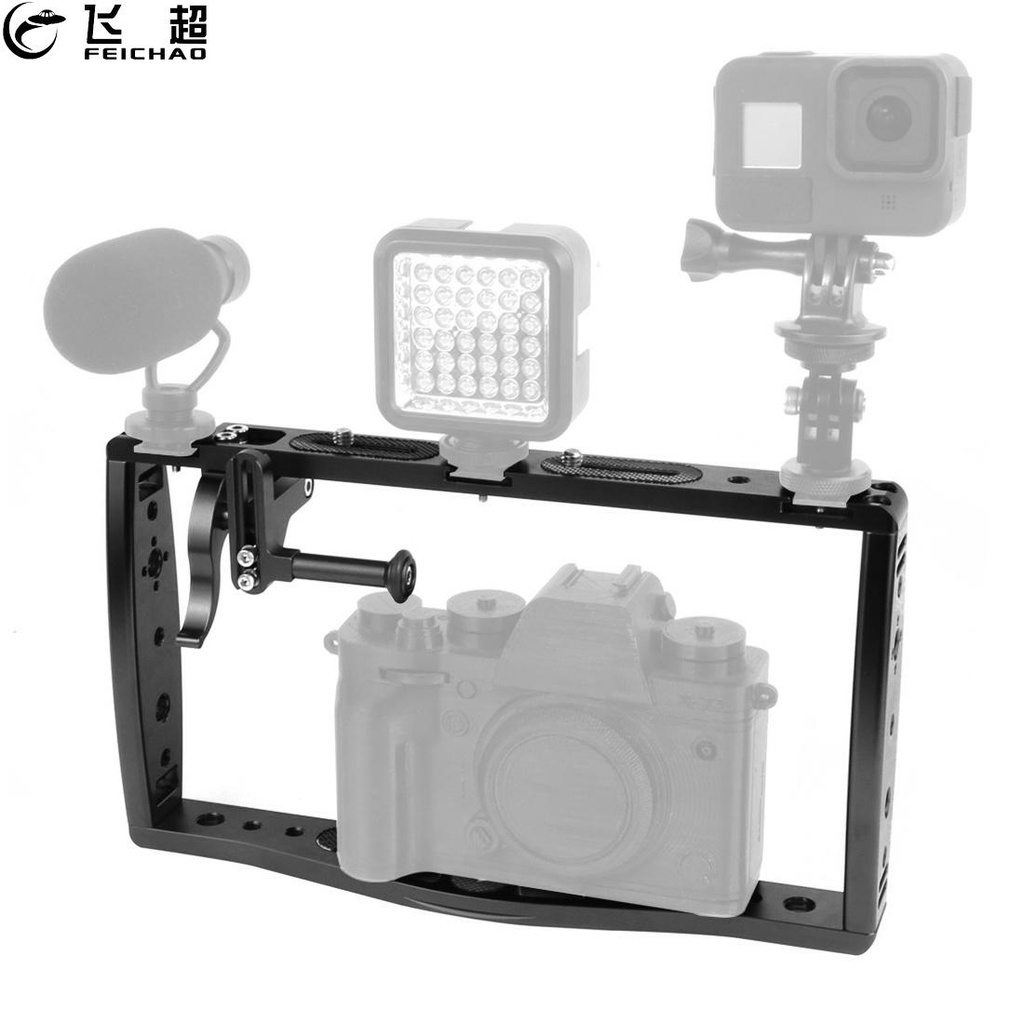 Feichao Dual Handle โทรศัพท์ Stabilizer Grip Bracket สมาร์ทโฟน Video Rig กรง Filmmaking สําหรับ GoPro 13 12 11 10 9 8 ไฟใต้น้ํา