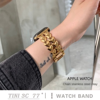 สายนาฬิกาข้อมือสเตนเลส สําหรับ iWatch Series 8 7 6 5 SE Ultra 4 3 2 S8 Love 45 มม. 41 มม. 38 มม. 40 มม. 42 มม. 44 มม. 49 มม.