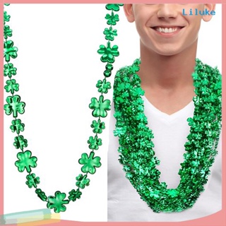 [LK] Shamrock สร้อยคอยาว สีเขียว แวววาว เครื่องประดับ สําหรับผู้ใหญ่ งานเทศกาลไอริช วันเซนต์แพทริก โคลเวอร์