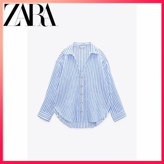 Zara ใหม่ เสื้อลูกไม้ แนวตั้ง ทรงหลวม สําหรับผู้หญิง