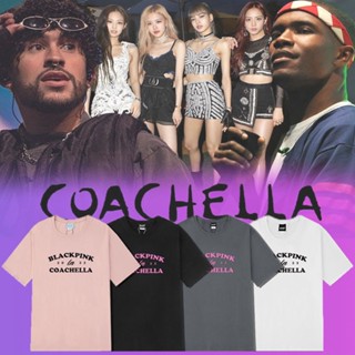 เสื้อยืดผ้า KPOP BLACKPINK Merch 2023 Coachella Concert Same Cotton T-shirt Plus Size Summer